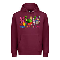 Burgundy peace love gnome summer Premium Hoodie - texasbilliewilder