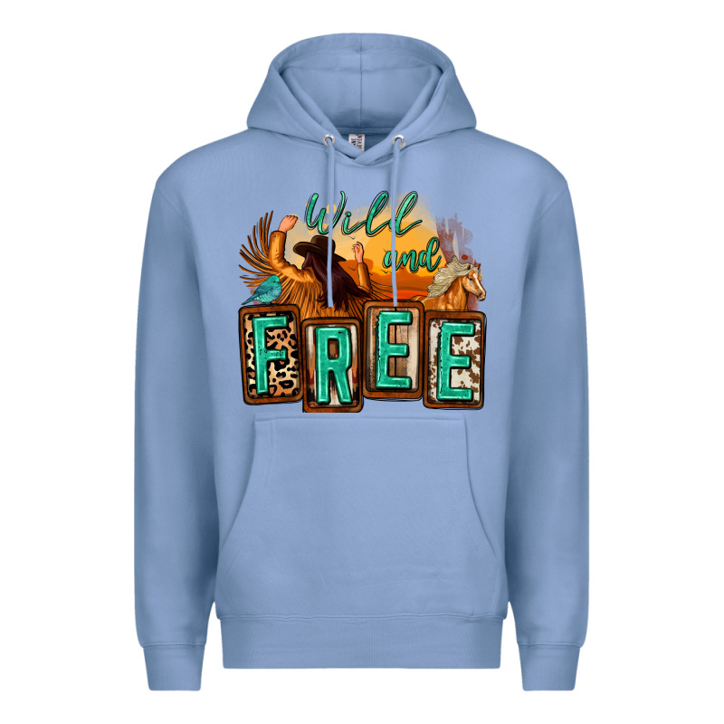 Wild And Free Cowgirl Horse Desert Premium Hoodie by Zillion Design Studio | Teevron