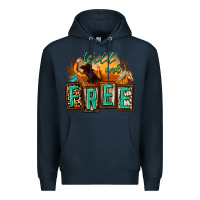 Navy wild and free cowgirl horse desert Premium Hoodie - Zillion Design Studio
