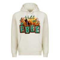 Oatmeal Heather wild and free cowgirl horse desert Premium Hoodie - Zillion Design Studio