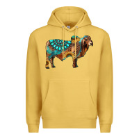 Antique Gold brahman bull gemstone turquoise and sunflower Premium Hoodie - RanaPortraitStore