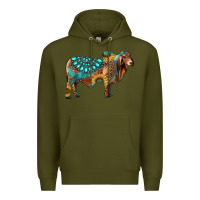 Army Green brahman bull gemstone turquoise and sunflower Premium Hoodie - RanaPortraitStore