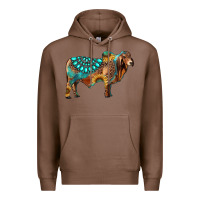 Chestnut brahman bull gemstone turquoise and sunflower Premium Hoodie - RanaPortraitStore
