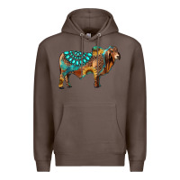 Coffee brahman bull gemstone turquoise and sunflower Premium Hoodie - RanaPortraitStore