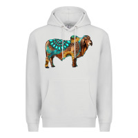 Dove Grey brahman bull gemstone turquoise and sunflower Premium Hoodie - RanaPortraitStore