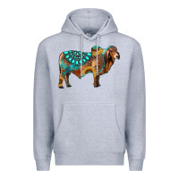 Heather Grey brahman bull gemstone turquoise and sunflower Premium Hoodie - RanaPortraitStore