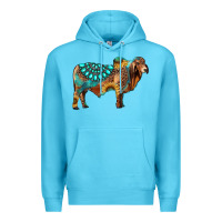 Ocean Blue brahman bull gemstone turquoise and sunflower Premium Hoodie - RanaPortraitStore