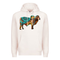 Pale Pink brahman bull gemstone turquoise and sunflower Premium Hoodie - RanaPortraitStore