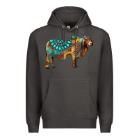 Smoke brahman bull gemstone turquoise and sunflower Premium Hoodie - RanaPortraitStore