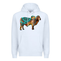 White brahman bull gemstone turquoise and sunflower Premium Hoodie - RanaPortraitStore