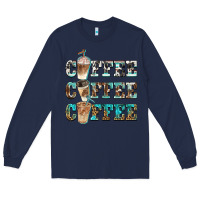 Navy western coffees Long Sleeve Tee - BarkalooDesign