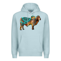 Blue Mist brahman bull gemstone turquoise and sunflower Premium Hoodie - RanaPortraitStore