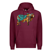 Burgundy brahman bull gemstone turquoise and sunflower Premium Hoodie - RanaPortraitStore
