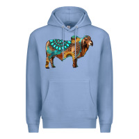 Colony Blue brahman bull gemstone turquoise and sunflower Premium Hoodie - RanaPortraitStore