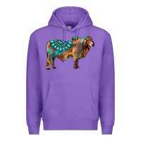 Purple brahman bull gemstone turquoise and sunflower Premium Hoodie - RanaPortraitStore