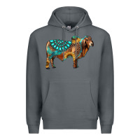 Rock brahman bull gemstone turquoise and sunflower Premium Hoodie - RanaPortraitStore