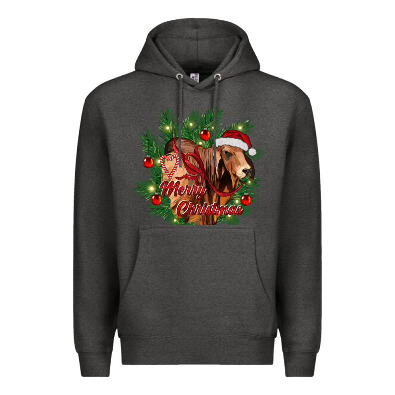 Merry Christmas Brahman Bull Premium Hoodie by RanaPortraitStore | Teevron