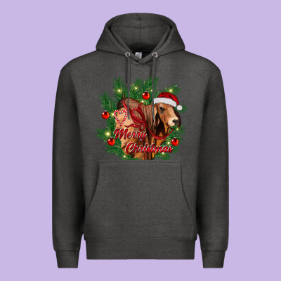Merry Christmas Brahman Bull Premium Hoodie Designed By Ranaportraitstore