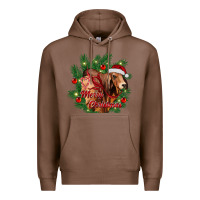 Chestnut merry Christmas brahman bull Premium Hoodie - RanaPortraitStore