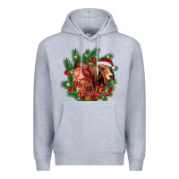 Heather Grey merry Christmas brahman bull Premium Hoodie - RanaPortraitStore