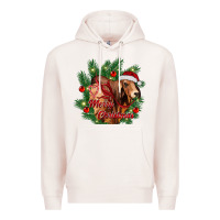 Pale Pink merry Christmas brahman bull Premium Hoodie - RanaPortraitStore