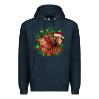 Navy merry Christmas brahman bull Premium Hoodie - RanaPortraitStore