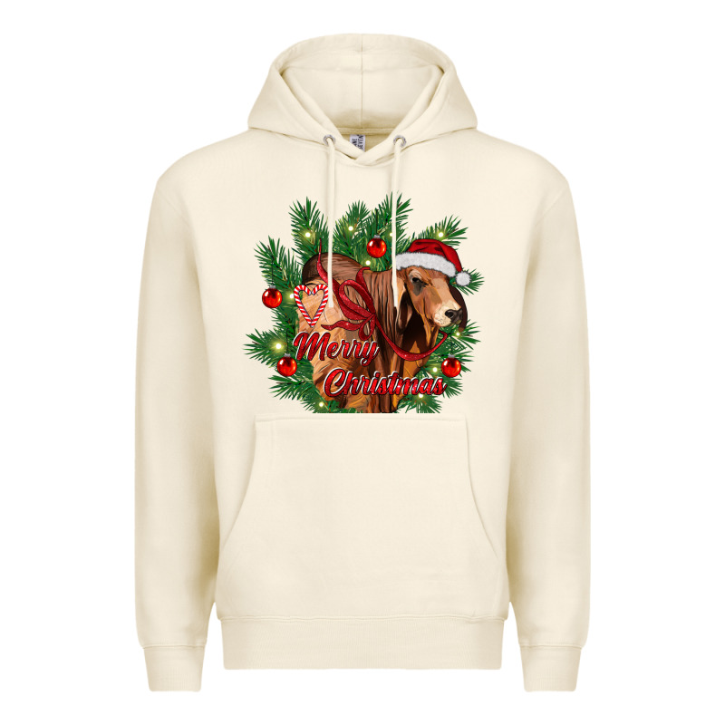Merry Christmas Brahman Bull Premium Hoodie by RanaPortraitStore | Teevron