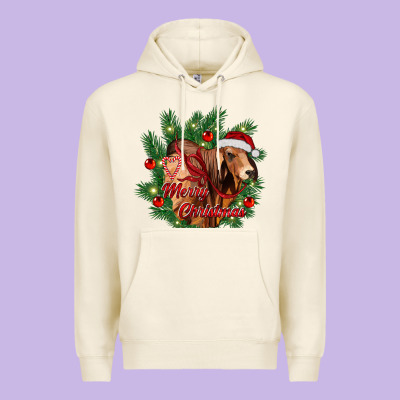 Merry Christmas Brahman Bull Premium Hoodie Designed By Ranaportraitstore