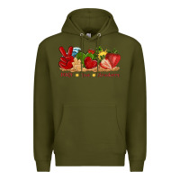 Army Green peace love strawberry with summer Premium Hoodie - texasbilliewilder
