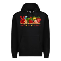 Black peace love strawberry with summer Premium Hoodie - texasbilliewilder