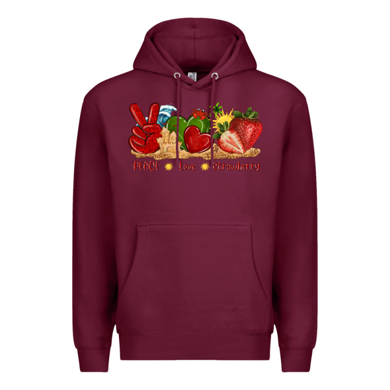 Peace Love Strawberry With Summer Premium Hoodie by texasbilliewilder | Teevron