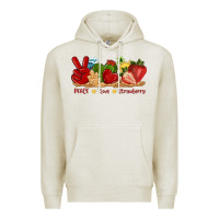 Oatmeal Heather peace love strawberry with summer Premium Hoodie - texasbilliewilder