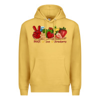 Antique Gold peace love strawberry with summer Premium Hoodie - texasbilliewilder