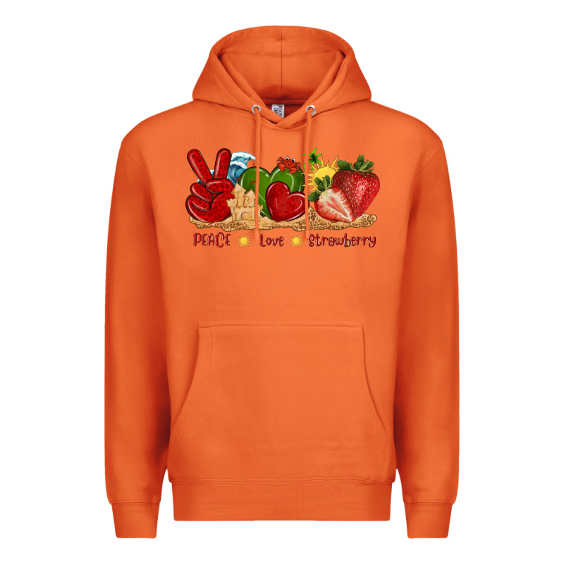 Peace Love Strawberry With Summer Premium Hoodie by texasbilliewilder | Teevron