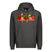 Charcoal Heather peace love strawberry with summer Premium Hoodie - texasbilliewilder