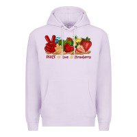 Lilac peace love strawberry with summer Premium Hoodie - texasbilliewilder