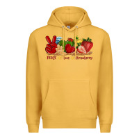 Mustard peace love strawberry with summer Premium Hoodie - texasbilliewilder