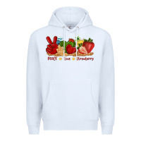 White peace love strawberry with summer Premium Hoodie - texasbilliewilder
