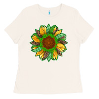 Bone st patricks sunflower with leopard  shamrock and glitter Ladies Tee - Artiststas