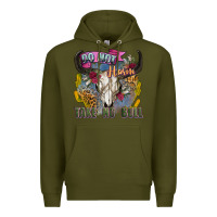 Army Green do not harm take no bull cow skull Premium Hoodie - Zillion Design Studio
