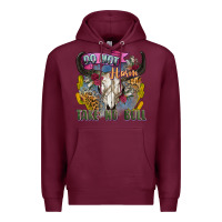 Burgundy do not harm take no bull cow skull Premium Hoodie - Zillion Design Studio