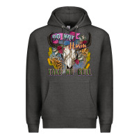 Charcoal Heather do not harm take no bull cow skull Premium Hoodie - Zillion Design Studio