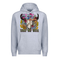 Heather Grey do not harm take no bull cow skull Premium Hoodie - Zillion Design Studio
