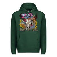 Sports Green do not harm take no bull cow skull Premium Hoodie - Zillion Design Studio