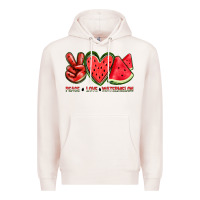 Pale Pink peace love watermelon Premium Hoodie - texasbilliewilder