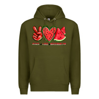 Army Green peace love watermelon Premium Hoodie - texasbilliewilder