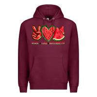 Burgundy peace love watermelon Premium Hoodie - texasbilliewilder