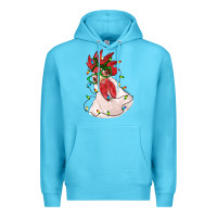 Ocean Blue christmas rooster with lights Premium Hoodie - RanaPortraitStore