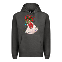 Charcoal Heather christmas rooster with lights Premium Hoodie - RanaPortraitStore
