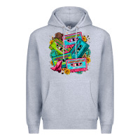 Heather Grey 90's country cassette tapes Premium Hoodie - Zillion Design Studio